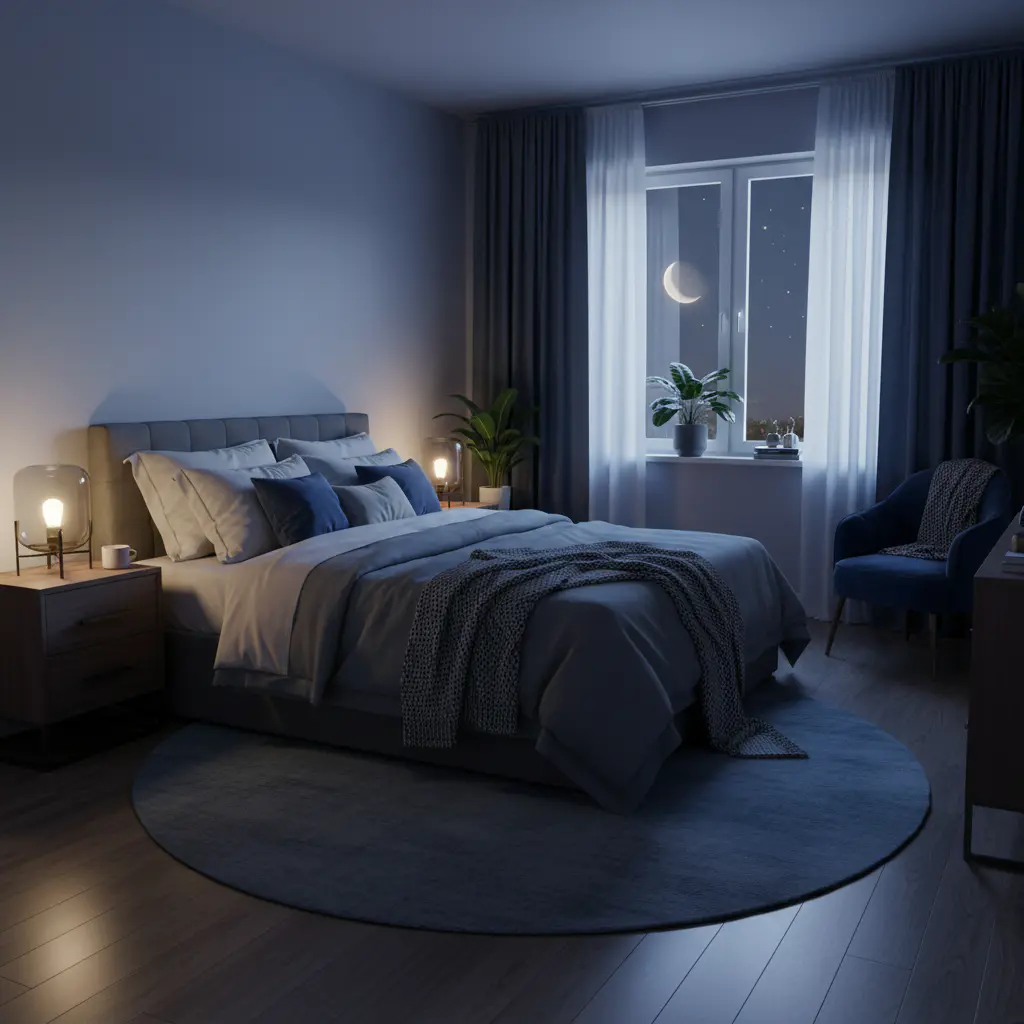 Ruhiges Schlafzimmer bei Nacht
